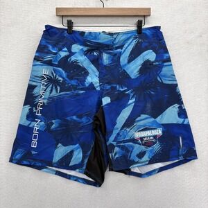 Born Primitive Athletic Shorts Mens 34 Blue 9" Inseam Wodapalooza CrossFit Miami